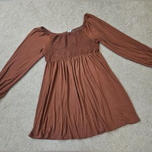 White Birch Women's Size 1x Brown Long Sleeve Dress Tunic